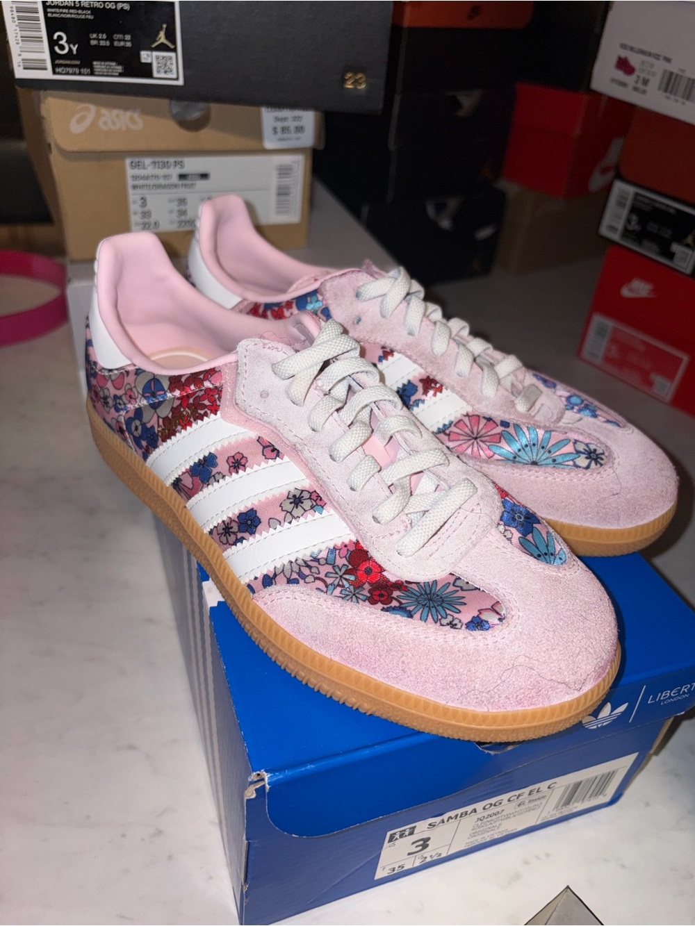 Adidas kids Samba Floral Pink Suede Sneakers